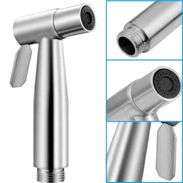 Handheld Bidet Sprayer for Toilet, Bidet Attachment,Bathroom Stainless Steel Spray,The Thread Interface Size is G1/2 (20mm)(Bidet Sprayer Head, Silver)