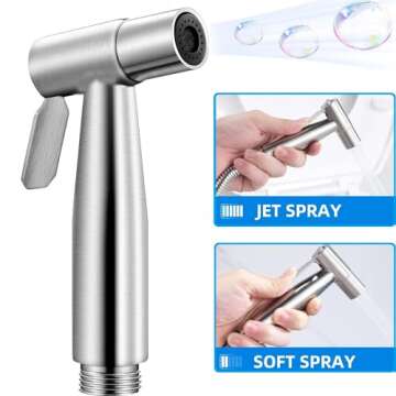 Handheld Bidet Sprayer for Toilet, Bidet Attachment,Bathroom Stainless Steel Spray,The Thread Interface Size is G1/2 (20mm)(Bidet Sprayer Head, Silver)