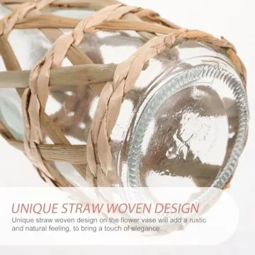 Elegant Beavorty Rattan Glass Vase for Home Decor