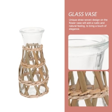 Elegant Beavorty Rattan Glass Vase for Home Decor