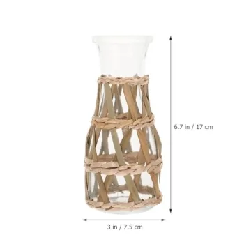 Elegant Beavorty Rattan Glass Vase for Home Decor