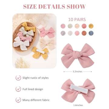 20pcs Baby Girl Hair Bows Clips Fully Lined Barrettes Hair Accessories for Little Girls Toddler Kids Teens