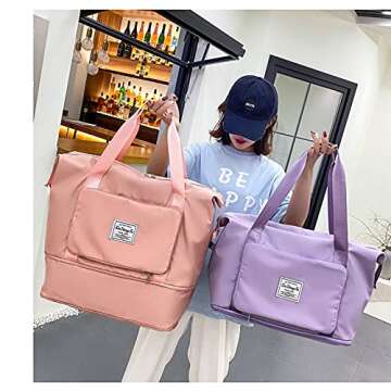 2024 New Travel Duffle Bag Foldable, High Capacity Folding Suit Luggage Bag (Black)