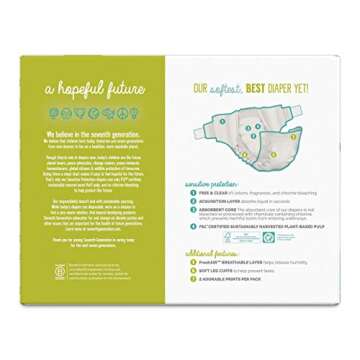 Seventh Generation Baby Diapers, Size 4, 135 Count (Pack of 1)