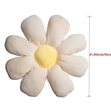 XIXISA 21.65" Daisy Flower Shaped Throw Pillow Home Decorative & Sunflower Floor Pillows Plush Seating Cushions for a Reading, Bed Room, or Watching TV (Beige)