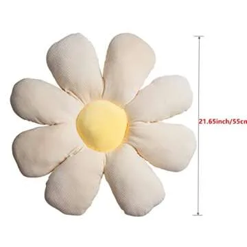 XIXISA 21.65" Daisy Flower Shaped Throw Pillow Home Decorative & Sunflower Floor Pillows Plush Seating Cushions for a Reading, Bed Room, or Watching TV (Beige)