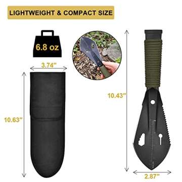 Yeacool Backpacking Shovel, Camping Hand Trowel, Lightweight Hiking Shovel, Small Potty Multitool wi...