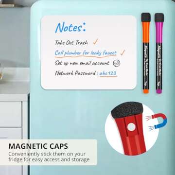 Magnetic Dry Erase Whiteboard Markers, 8 Count Colorful Fine Tip Thin Dry Erase Markers with Eraser for Home Office School Supplies-Brilliant