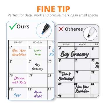 Magnetic Dry Erase Whiteboard Markers, 8 Count Colorful Fine Tip Thin Dry Erase Markers with Eraser for Home Office School Supplies-Brilliant