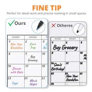 Magnetic Dry Erase Whiteboard Markers, 8 Count Colorful Fine Tip Thin Dry Erase Markers with Eraser for Home Office School Supplies-Brilliant