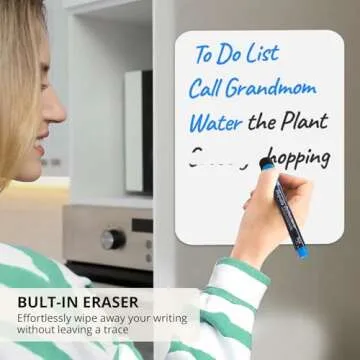 Magnetic Dry Erase Whiteboard Markers, 8 Count Colorful Fine Tip Thin Dry Erase Markers with Eraser for Home Office School Supplies-Brilliant