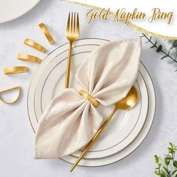 APTWOW Gold Napkin Rings Set of 12, Semicircle Metal Gold Napkin Holder Buckles, Fall Thanksgiving Christmas Napkin Rings, Napkin Rings for Dinner Table Decor, Wedding, Banquet, Party, Easter