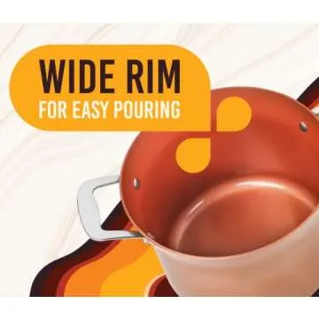 CONCORD 7 QT Copper Non Stick Stock Pot Casserole Coppe-Ramic Series Cookware (Induction Compatible)