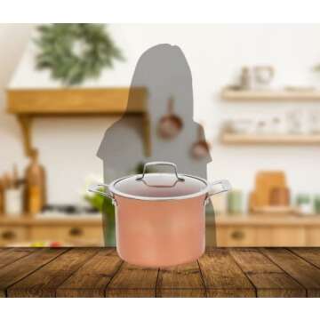 CONCORD 7 QT Copper Non Stick Stock Pot Casserole Coppe-Ramic Series Cookware (Induction Compatible)