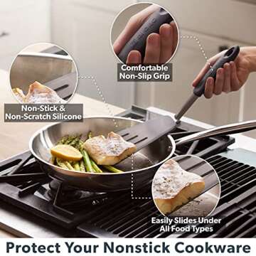 DI ORO Living Spatulas for Kitchen Use - Spatulas Silicone Heat-Resistant up to 600°F - Turner Spat...