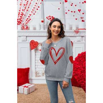 KNEYATTA Valentine's Day Sweatshirt for Women in Grey