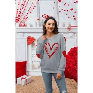 KNEYATTA Valentine's Day Sweatshirt for Women in Grey
