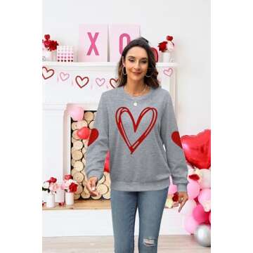 KNEYATTA Valentine's Day Sweatshirt for Women in Grey