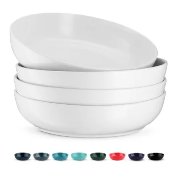 KooK Large Capacity Ceramic Bowls Set of 4 - Perfect for Pasta, Salad & Soups