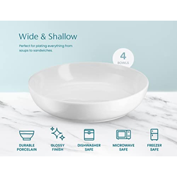 KooK Ceramic Serving Bowls - Large Capacity, Set of 4