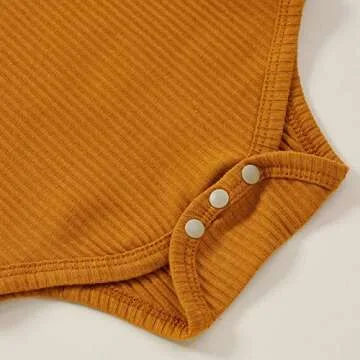 Saliuentm Baby Girl Summer Clothes Tank Top Onesies Floral Bloomers Shorts Ribbed Halter Romper Bodysuit 3Pcs Newborn Summer Outfit (B-Khaki, 3-6 Months)