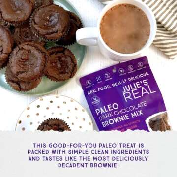 Julie's Real Certified USDA Organic Paleo Dark Chocolate Brownie Mix - Gluten-Free, Non-GMO, Vegan, ...