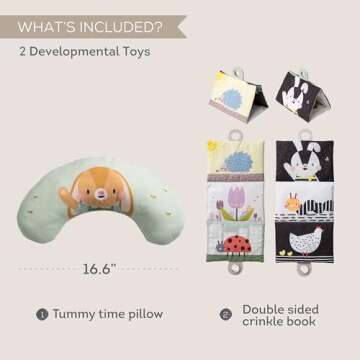 Taf Toys Tummy Time black & white Double-Sided Crinkle Book & Baby tummy time Development Cushion Se...