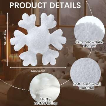 Huwena 4 Pcs Winter Snowflake Pillows Decorative Snowflake Shaped Throw Pillows Snowflake Pillow White Pillow Plush Cute Pillow for Winter Couch Sofa Bed Decoration (11.81 Inch,15.75 Inch)
