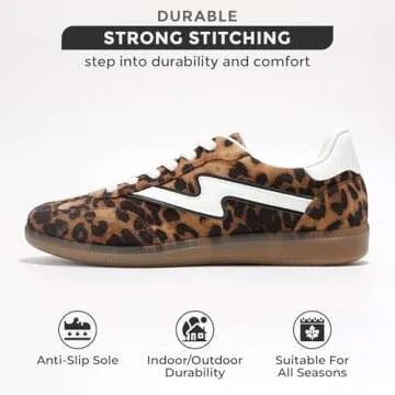 Project Cloud Sneakers for Women - Lace-up Shoes for Women Trendy Women Sneakers, Memory Foam Women's Fashion Sneakers Shoes Women Footwear - Non-Slip Womens Shoes (Irita, LEOP, 8) Leopard