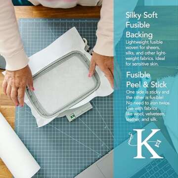 Kimberbell Wash Away - Sticky Back Stabilizer, 12”x5 Yd Roll, Water Soluble Machine Embroidery, Wa...