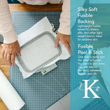 Kimberbell Wash Away - Sticky Back Stabilizer, 12”x5 Yd Roll, Water Soluble Machine Embroidery, Wa...