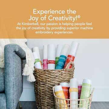 Kimberbell Wash Away - Sticky Back Stabilizer, 12”x5 Yd Roll, Water Soluble Machine Embroidery, Washes Out Completely Leaving No Residue, Sewing, Quilting, Piecing Projects, Appliqués, Lace & Crafting