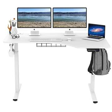 SHW Adjustable L-Shaped Electric Desk - Ergonomic Design