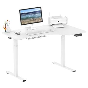 SHW Adjustable L-Shaped Electric Desk - Ergonomic Design