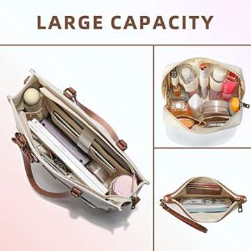 Keyli Laptop Tote Bag Canvas Laptop Bag for Women 15.6 inch Casual Work Shoulder Bags Large Capacity Professional Business Office Computer Bag Briefcase Handbag Purses for Travel, Office, School Brown