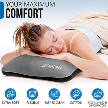 RikkiTikki Inflatable Camping Pillow - Hiking Pillow Ultralight - Backpacking Pillow Lightweight - Camp Pillow Compressible - Blow Up Camping Pillow (Grey)