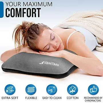 RikkiTikki Inflatable Camping Pillow - Hiking Pillow Ultralight - Backpacking Pillow Lightweight - Camp Pillow Compressible - Blow Up Camping Pillow (Grey)