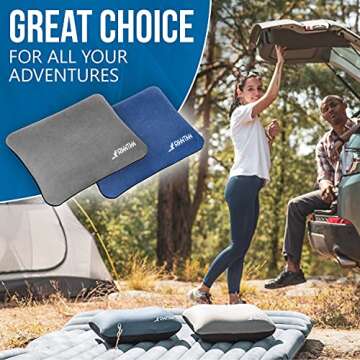 RikkiTikki Inflatable Camping Pillow - Hiking Pillow Ultralight - Backpacking Pillow Lightweight - Camp Pillow Compressible - Blow Up Camping Pillow (Grey)