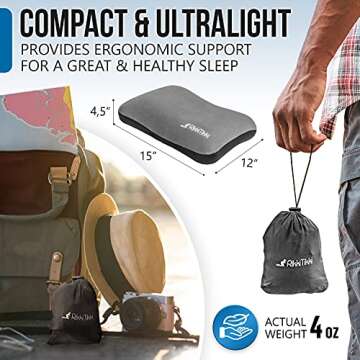 RikkiTikki Inflatable Camping Pillow - Hiking Pillow Ultralight - Backpacking Pillow Lightweight - Camp Pillow Compressible - Blow Up Camping Pillow (Grey)