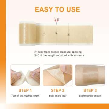 Carbou Silicone Scar Sheets (1.6"x 60"Roll) Medical Silicone Scar Tape Roll,Easy-Tear Soft Silicone Tape for Scars Removal,Reusable Painless Silicone Sheets for Surgery Scars, C-Section, Burn, Keloid