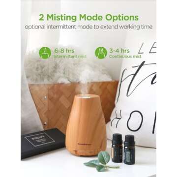 InnoGear Essential Oil Diffuser with Oils, 100ml Aromatherapy Diffuser with 6 Essential Oils Set, Aroma Cool Mist Humidifier Gift Set, Yellow Wood Grain