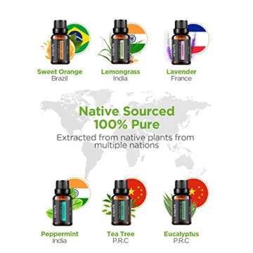 InnoGear Essential Oil Diffuser with Oils, 100ml Aromatherapy Diffuser with 6 Essential Oils Set, Aroma Cool Mist Humidifier Gift Set, Yellow Wood Grain