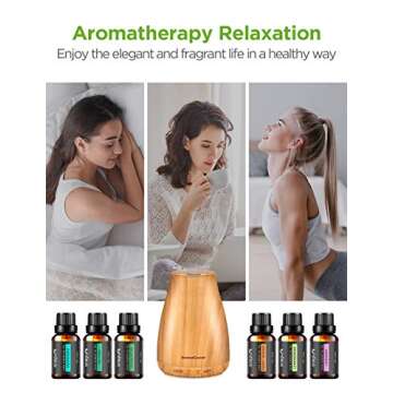 InnoGear Essential Oil Diffuser with Oils, 100ml Aromatherapy Diffuser with 6 Essential Oils Set, Aroma Cool Mist Humidifier Gift Set, Yellow Wood Grain