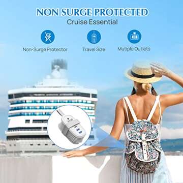 BEVA Cruise Power Strip - Compact 4FT Power Adapter with USB Ports