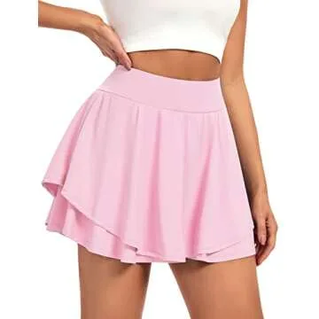 IUGA Women's Tennis Skirts with Elastic Pockets - Stylish Athletic Skort for All Activities - Pink
