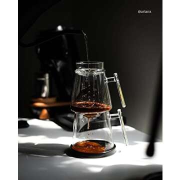 Pure Over Glass Pour Over Coffee Maker Kit | 6 Piece Set w/Mug | Built-In Paperless Reusable Glass Filter | Easy to Clean | Made of Borosilicate Glass | Heat Resistant