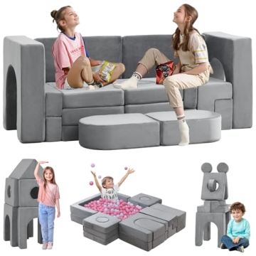 Domiqut 22Pcs Modular Kids Play Couch, Floor Sofa for Children, 1000+DIY Creativing Playroom Furnitu...
