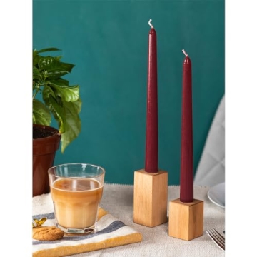 Burgundy Taper Candles Dripless Smokeless Elegant