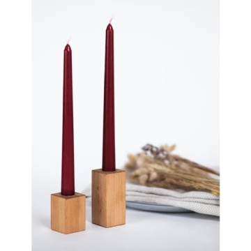 Burgundy Taper Candles Dripless Smokeless Elegant