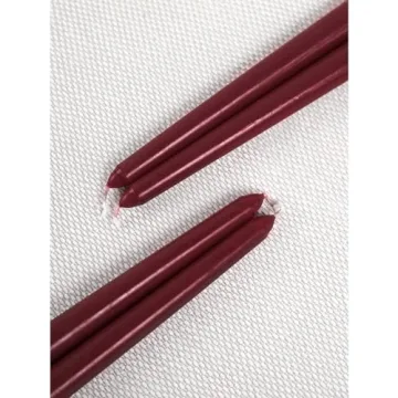 Burgundy Taper Candles Dripless Smokeless Elegant